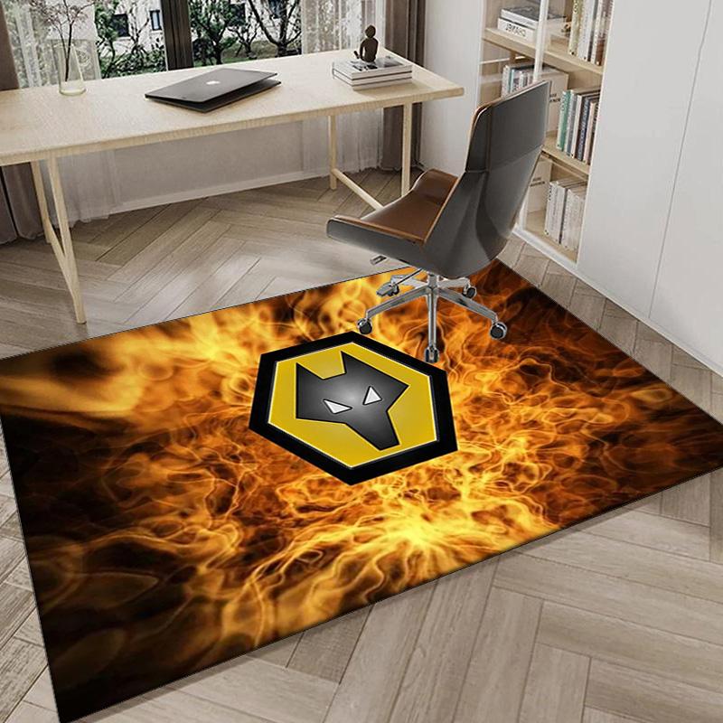 Wolves Team Emblem Printed Area Rug for Office, Chair Rug, Decorative Carpet Floor Mat, Large Size Fan gifts Christmas gifts