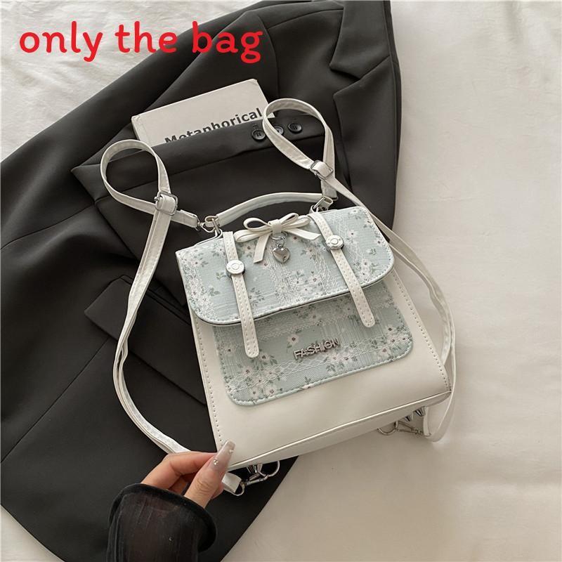 Sweet Print Splicing Design Bow And Lace Decoration Women Casual Shoulder Bag For Work And Casual Outings