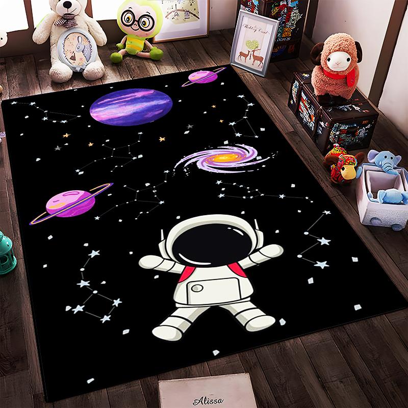 Astronaut Galaxy Printed Carpet with Star Constellations Black Backdrop Suitable for Use As an Anti-slip for Living Room Bedroom Sofas