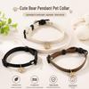 Soft Leather Pet Collar with Cute Bear Safety Buckle - Lightweight Necklace for Small Cats and Dogs