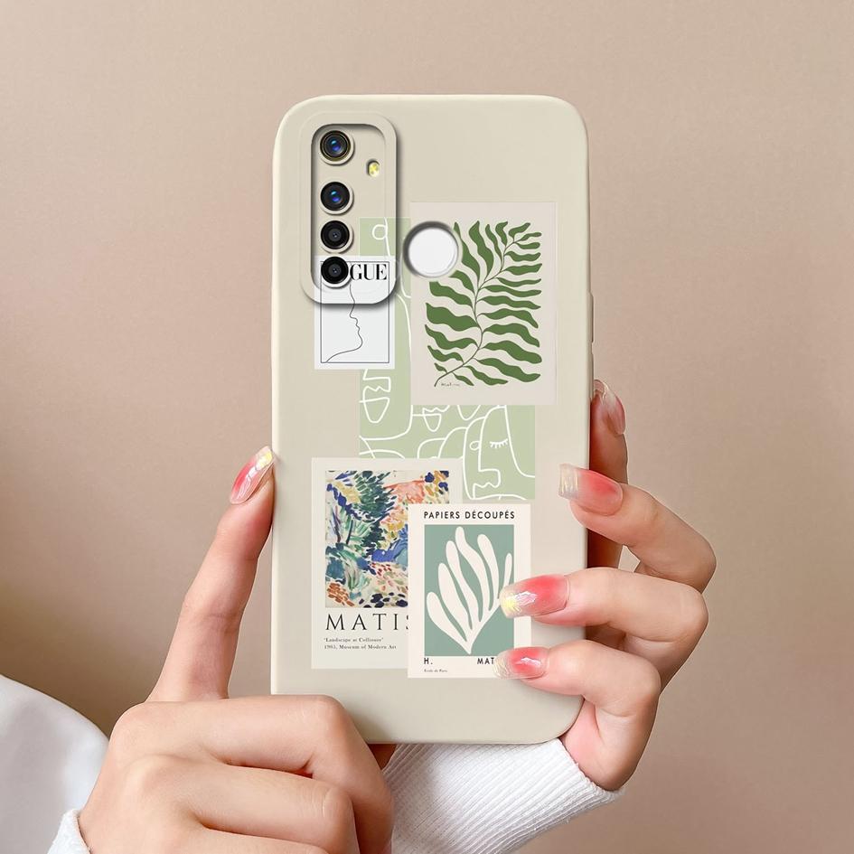 Für Oppo Realme Q3 Q3i V15 Q5i X2 X7 Q5 Q V13 A5 Pro F29 Handyhülle Pop-Etikettenmuster Weich Glatt Flüssigsilikon Linsenschutzhülle Für Oppo Hülle