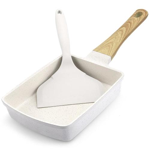 GiPP Egg Pan - 5" X 7", White, 14x18cm, Induction/Gas Compatible, Non-Stick, Ceramic Coating, Heat-Resistant Handle, Healthy, Easy To Clean, Lightweig