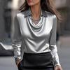 2025 Stylish Simple Cowl Neck Shirt Collar Women's Top
