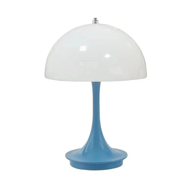 

Портативные настольные лампы-грибы из АБС-пластика, перезаряжаемые, 3 цвета, затемняющее светодиодное украшение для ночника, простое современное украшение USB Plug синий