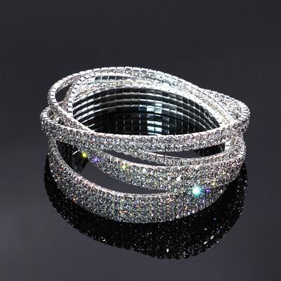 Shine Silver Color Crystal Anklet Foot Jewelry Bracelet Elastic Stretchy Girls Rhinestones Women  Handmade