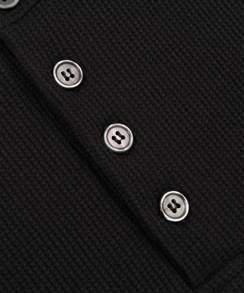 EXCONTAINER Henley Neck Waffle Half Sleeve (Black)