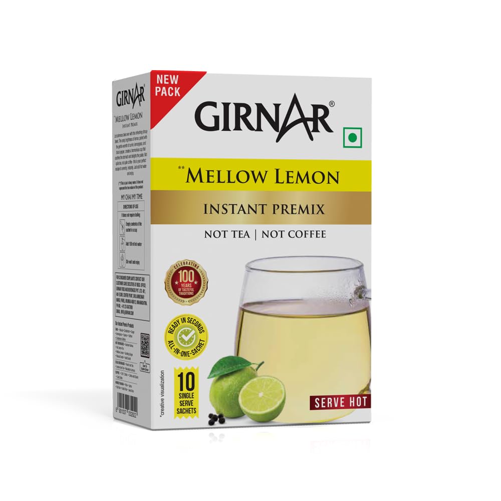Girnar Instant Premix Mellow Lemon Drink 10 Sachets 15g Each Quick Hot Beverage Vegetarian