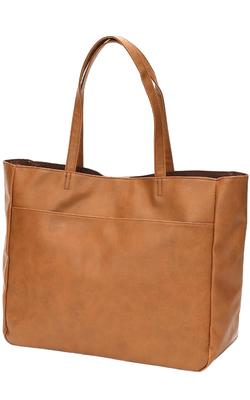 Miwoluna Business Tote Large A4 with Perfect for or As a Faux Brown Women's Bag, Capacity, Size, Lightweight, Pockets, Commuting, School, Business,