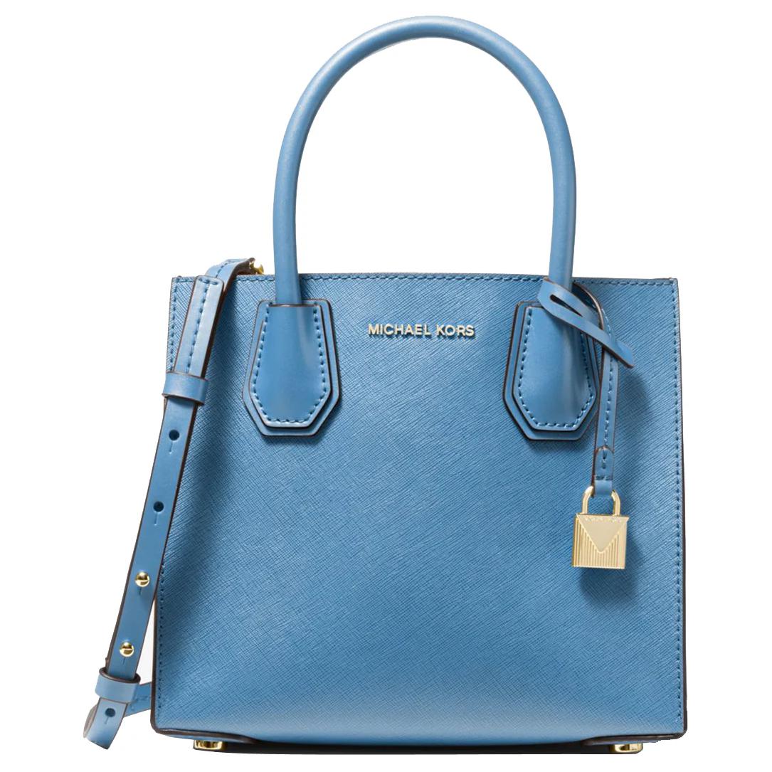 

New MICHAEL KORS Mercer Cow Leather Trunk Bag Handbag Crossbody Bag Medium Size Women s Lake Blue 30S0GM9M6L-STH-PACIFIC 22.1*9.9*19.1CM