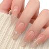 Flower & Moon: Light Gold Cat Eye French Floral Press-On Nails – Elegant Thousand Gold Manicure