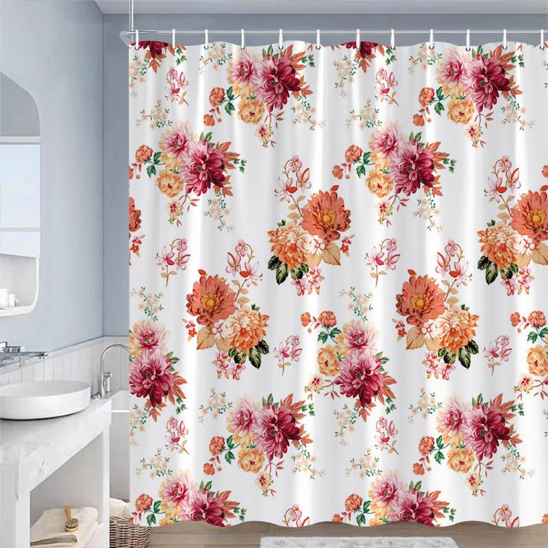 Floral Shower Curtains Butterfly Hummingbird White Daisy Dandelion Rose Flowers Plants Polyester Fabric Bathroom Curtain Decor