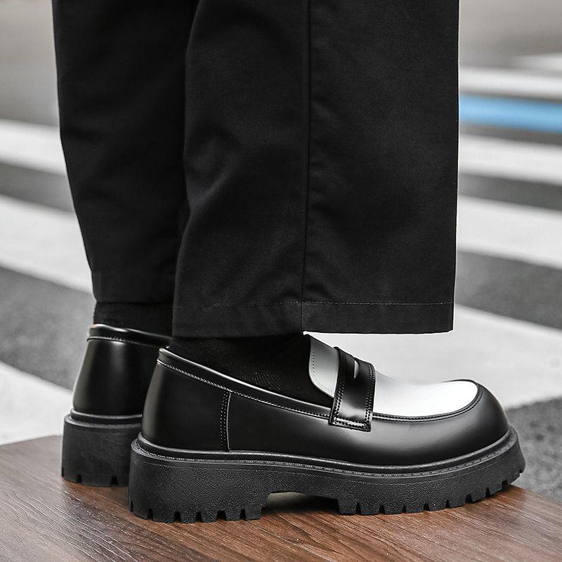 Men's Retro Leather Derby Shoes - Autumn Casual, British Style, Height Increasing, Wear-Resistant, Thick Sole Fashion.