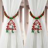 1 Pair Xmas Charm Curtain Tiebacks Wooden Bead Christmas Curtain Ties Beaded Curtain Holdbacks for Drapes Living Room Bedroom Nursery Decor