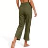 Women's Fashionable Loose-Fit Pocket Cotton-Linen Blend High-Waisted Wide-Leg Pants Casual Cropped Trousers