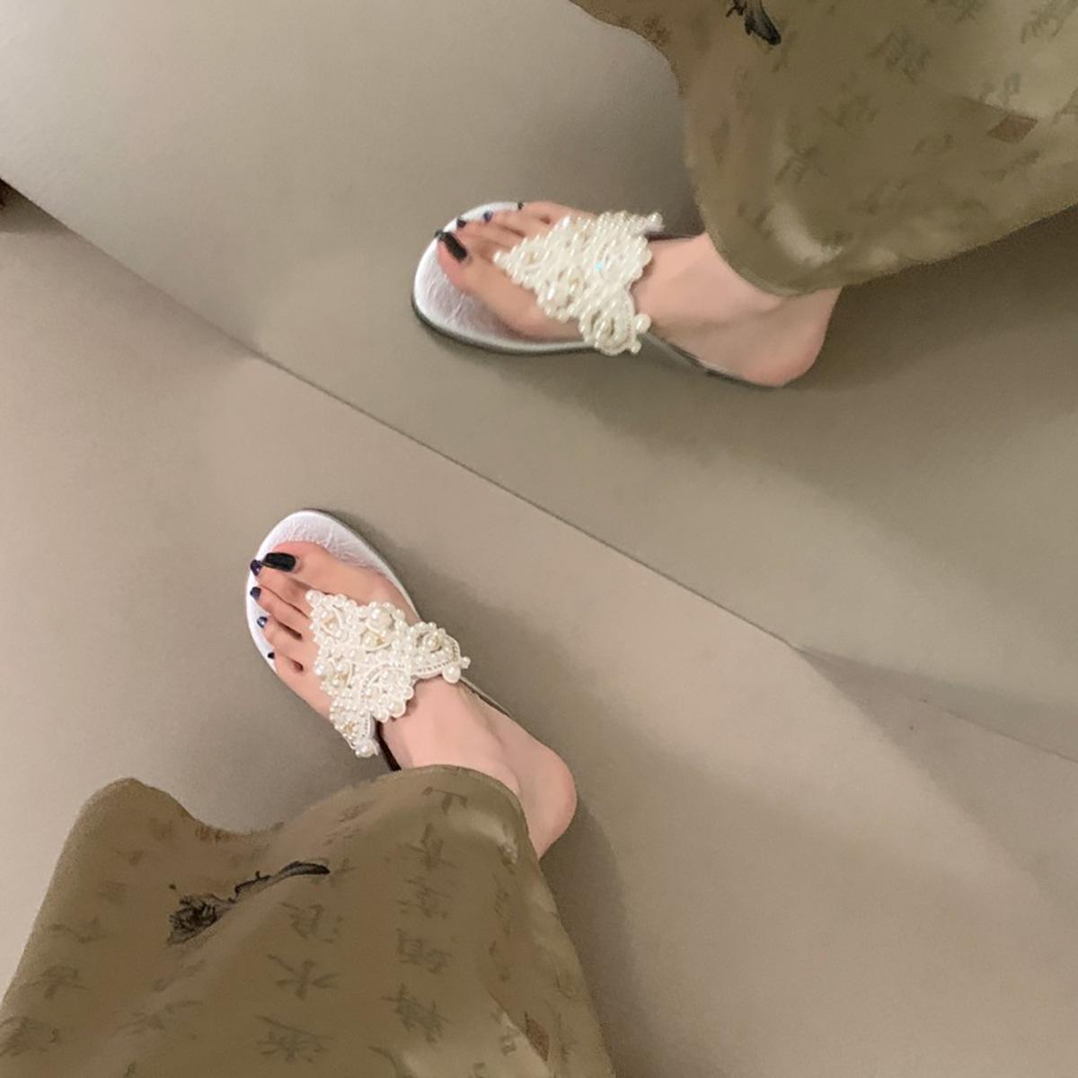 

Fashion Fad Women Casual Sandals Bohemian Style New Fashion Pearl Decoration Sandals for Women Light Comfort Beach Shoes Sandalias Mujer 40