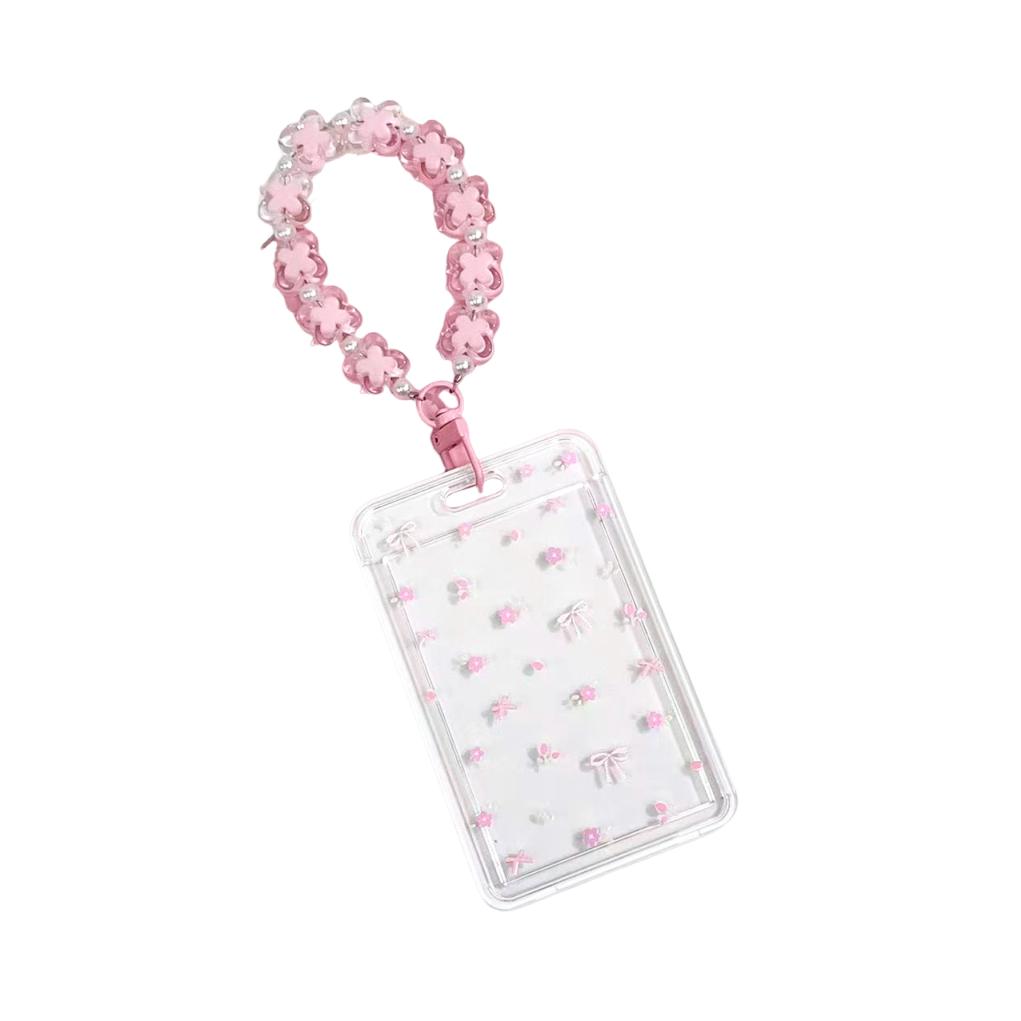 Id Badge Protector Sturdy Card Protector Case Sliding Card Case Transparent Cute Card Holder For Student Campus Office Workers