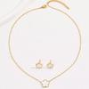 Conjunto de Joyería Minimalista de Trébol de Cuatro Hojas para Mujer Chapado en Oro Esmalte Negro/Blanco Madre Perla Conjunto de Collar y Pendientes