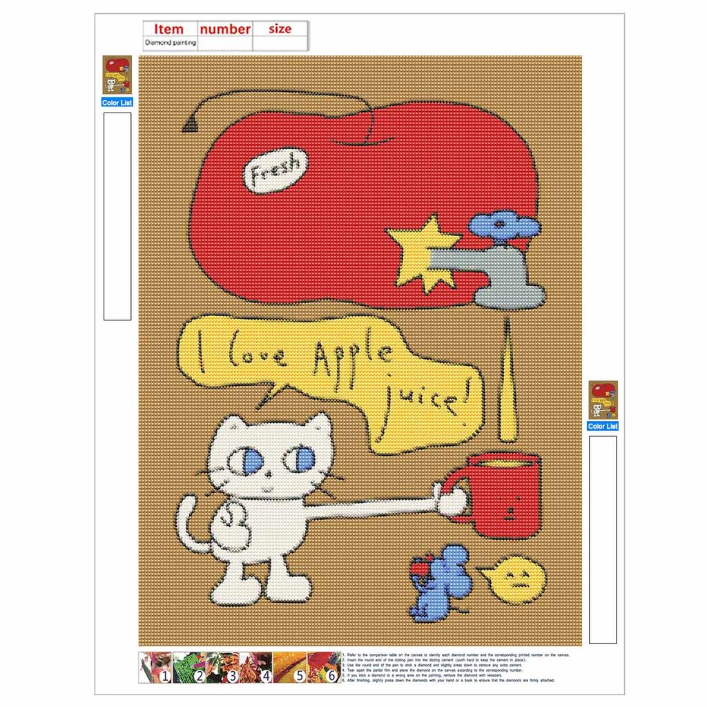 5D Diamond Painting Kits CartoonCat Full Round Drill Crystal Rhinestone DIY Art Craft Home Wall Decor Decoration Gift