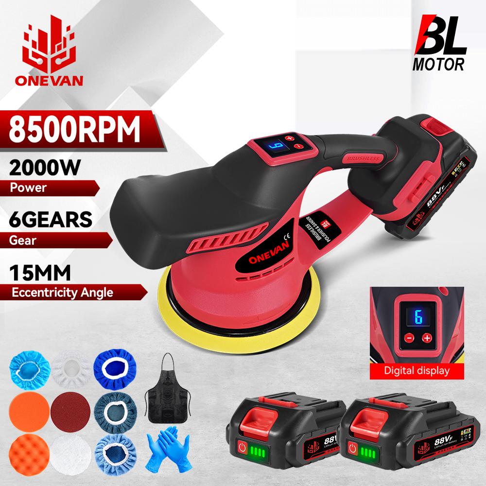 8500RPM Electric Polisher 6Gears Cordless Car Polisher Auto Electric Waxing Sanding Power Tool For 18v Battery Pin