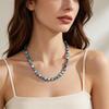Original Niche Design Blue Shell Metal Bead Necklace Men And Women Versatile Sweet Cool Collarbone Chain