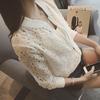 Korean Stylish Thin Long Sleeve Lace Hollow Out Jackets for Female Anti-UV Short Outwear White Bomber Women Clothing