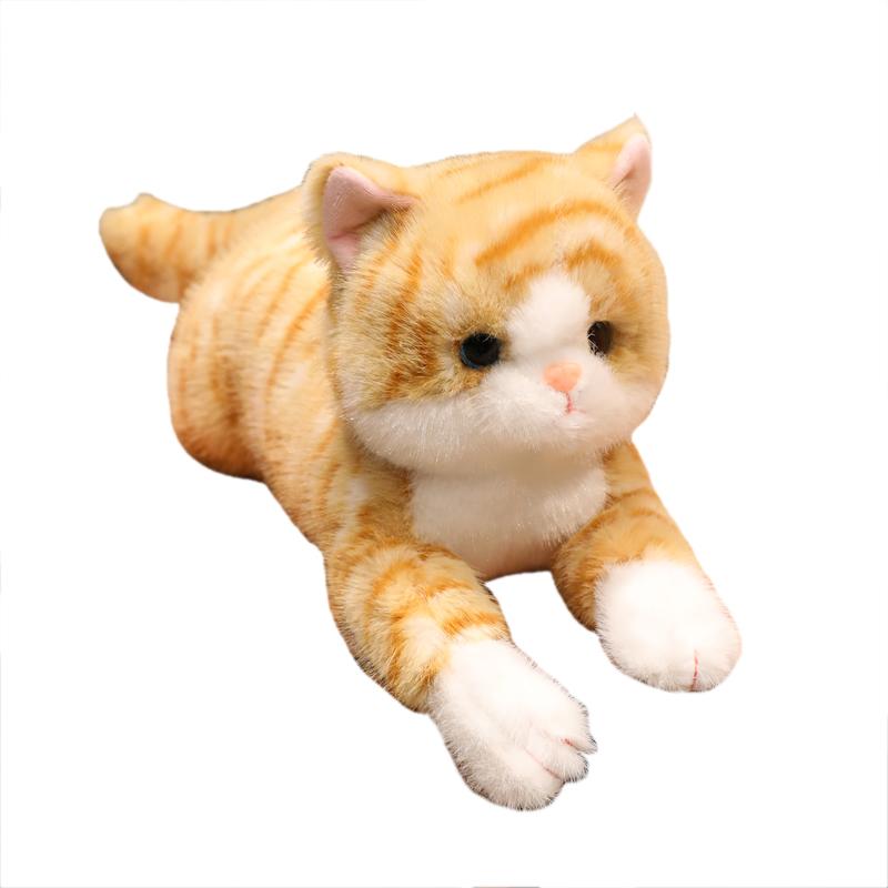 New Simulation 3 Colours Cats Plush Toys Soft Stuffed Lying&Sitting Kitten Model Fake Cat Realist Animals Plush Doll for Gift