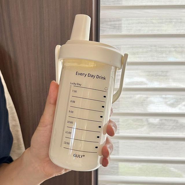 

500/850ML Glass Water Bottle With Straw Motivational Sport Water Bottle Outdoor Travel Leakproof Boba Milk Tea Drinking Bottles Large Capacity