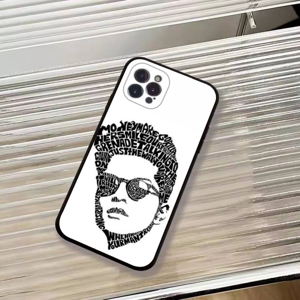 Singer Bruno M-Mars Phone Case For iPhone 17,16,15,14,13,12,11 Plus,Pro Max,XS,Soft Black Cover