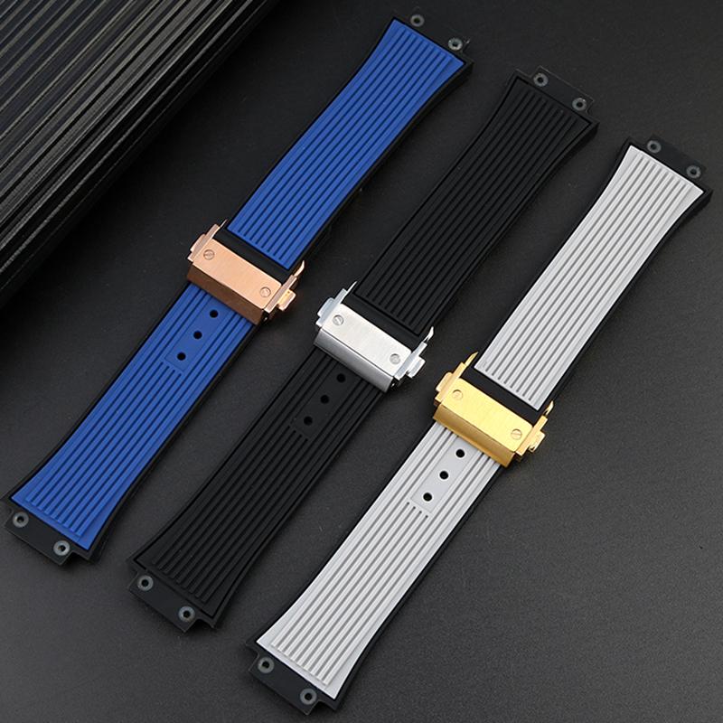 Gummi-Uhrenarmband für HUBLOT BIG BANG 441 Classic Fusion Band Herren-Uhrenarmband 27*17mm Konvexer Anschluss Uhrband Für Männer Werkzeug senden
