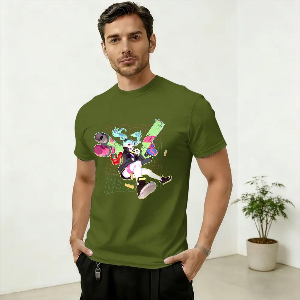 Unisex TShirt CCyberpunks Edgerunners Vintage Pure Cotton Tee Shirt Short Sleeve T Shirt Round Collar Clothes Party