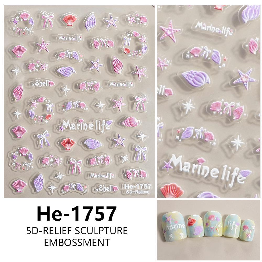 Redanco 5D Embossed Cartoon Ocean Nail Stickers He1757