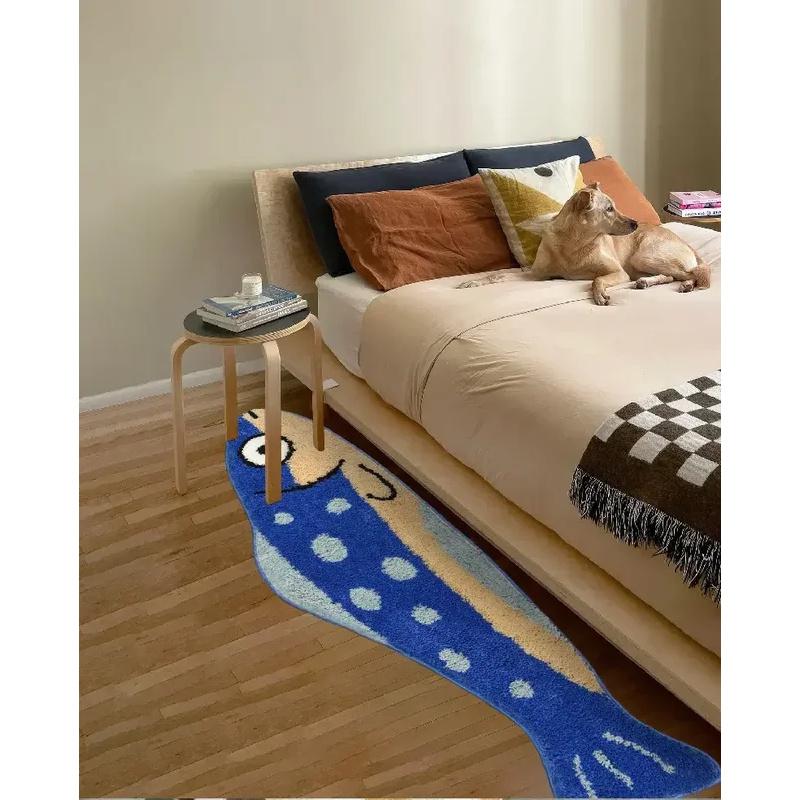 Creative Salted Fish Rug Warmth-Retaining, Non-Slip Entrance Hallway Doormat Bedside Rug for Bedroom Home Decor
