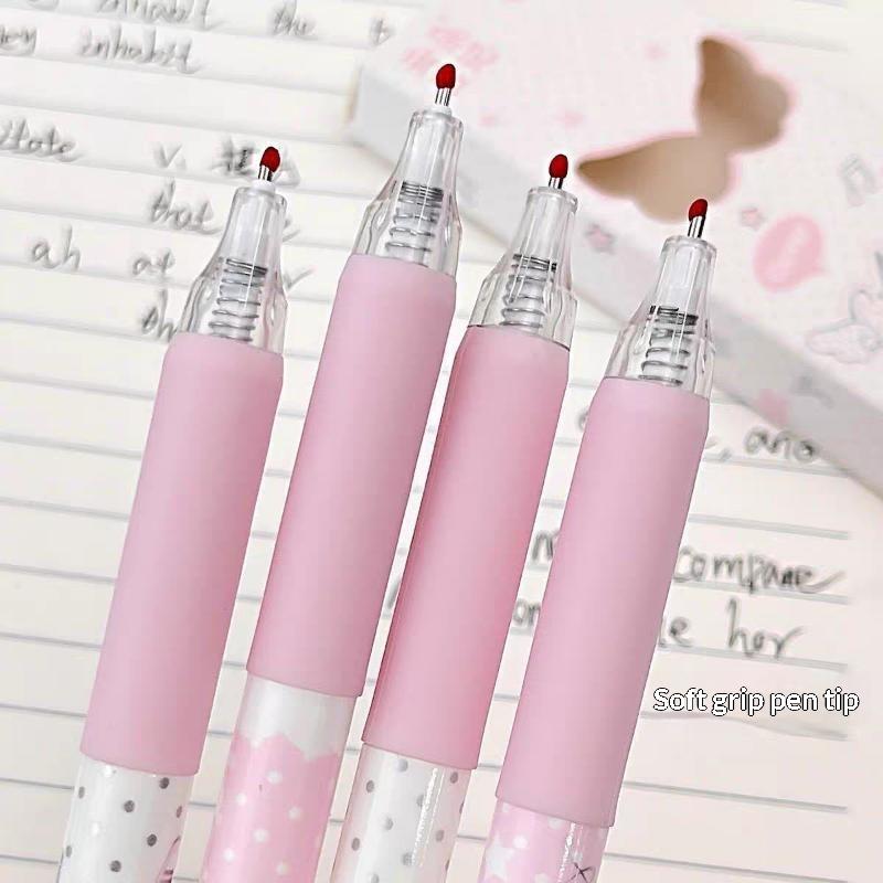 Angel Wings Press Pen High Value Korean Ins Aesthetic Quick Drying Black ST Tip Gel Pen for Portable Carry Outdoor Writing Use