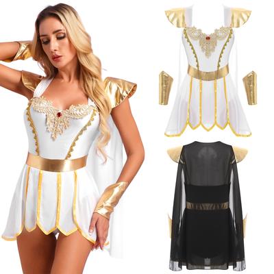 Dámsky kostým Cosplay egyptskej kráľovnej cisárovnej Toga s náramkami Oblečenie Starovekej rímskej kráľovnej Halloween Oblečenie