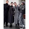 Korean Elegant Loose Hepburn Style Waist-Cinched Cotton Dress for Women - Slimming Mid-Length Winter Coat