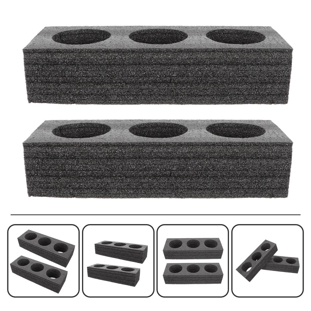2Pcs Pearl Cotton Cup Tray 3-Hole Drink Carrier Tray for Takeout Coffee Milk Tea Ice Cream Secure Beverage Packing Holder