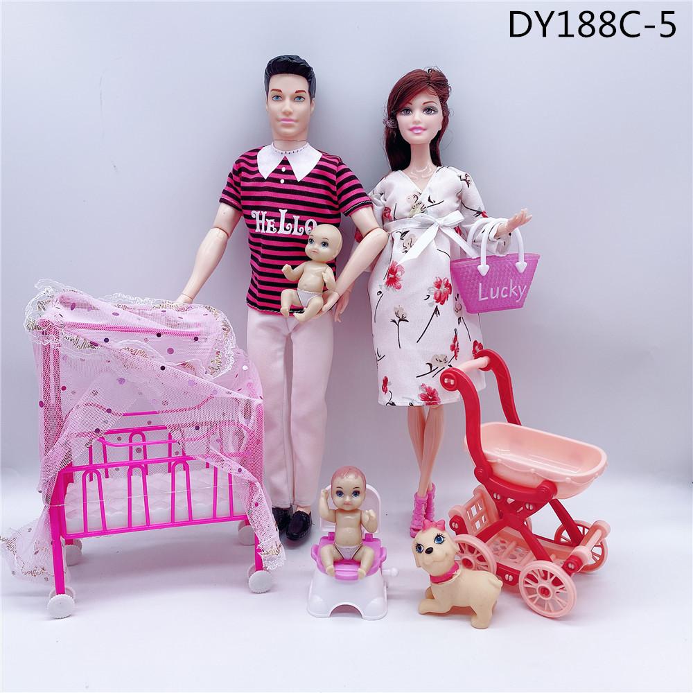 

Счастливая семья, куклы, игровой набор, кукла для беременных, мама, папа, Кен и жена, детская кукла, коляска, аксессуары для кровати, игровой дом, игрушки для девочек