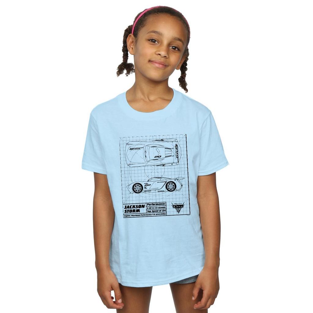 Disney Mädchen Cars Jackson Storm Blaupause Baumwoll-T-Shirt