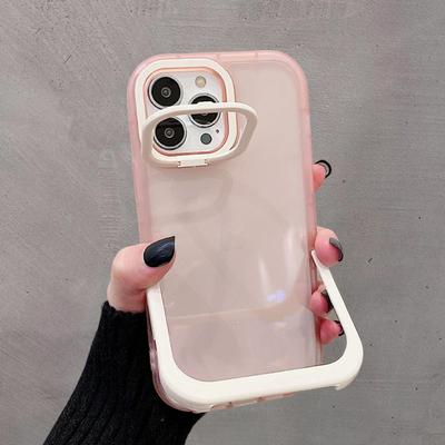 Fashion Candy Color Invisible Bracket Stand Holder Phone Case For Iphone 14 11 12 13 Pro Max Clear Shockproof Phone Back Cover