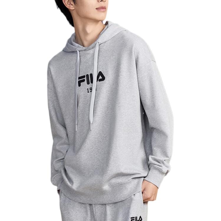 Fila ORIGINALE Logo Letter Comfortable Soft Loose Fit Knitted Fabric Hooded Long Sleeved Fleece Lined Sweatshirt Unisex F51M449202F-MG