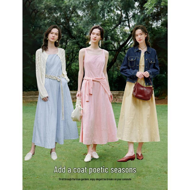 INMAN French Style Square Neck Spaghetti Strap Long Dress