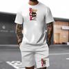 Men's Summer 2025 Loose Fit Letter Print T-shirt & Shorts Set