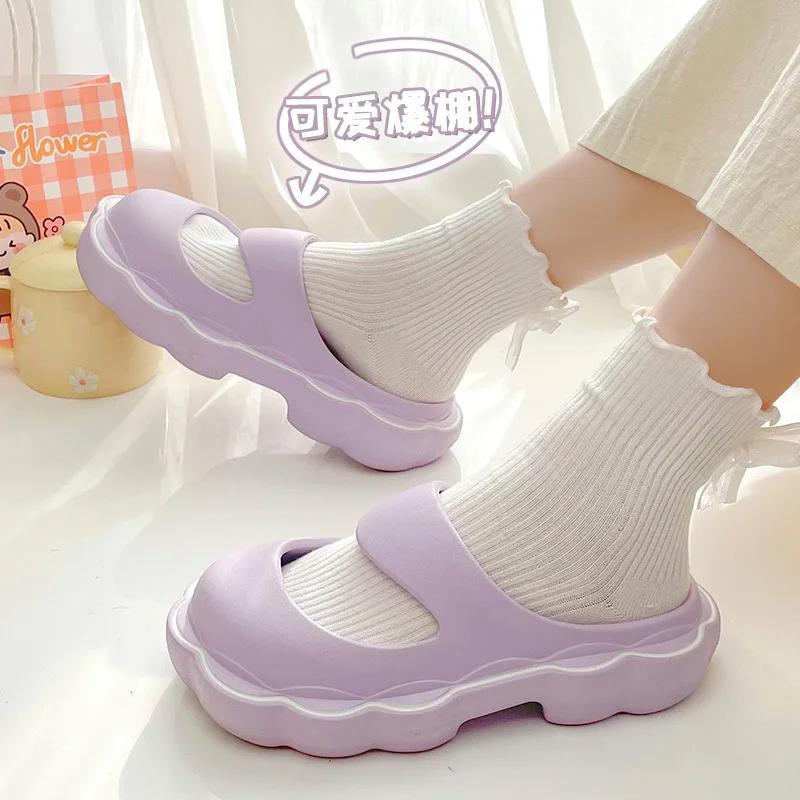 Fashion Women Summer Slippers Flower Cute Beach Mary Janes Sandals Eva Non Slip Outdoor Clouds Slides Mules Shoes Women Sandals