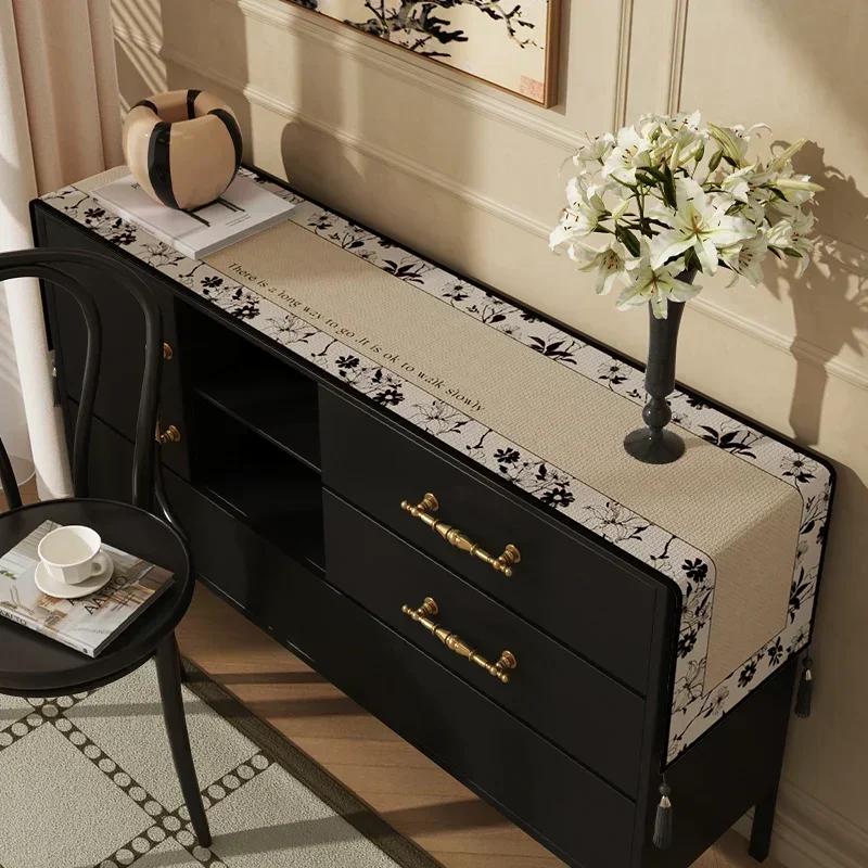 Cotton  Linen Tea Table Decoration Table Flag Light Luxury High-end Cover Cloth Dinner Side Cabinet Countertop Cushion Cloth