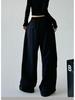 2025 Women's American-Style Grey High-Waist Cargo Sweatpants - Spring/Autumn Wide-Leg Loose Fit