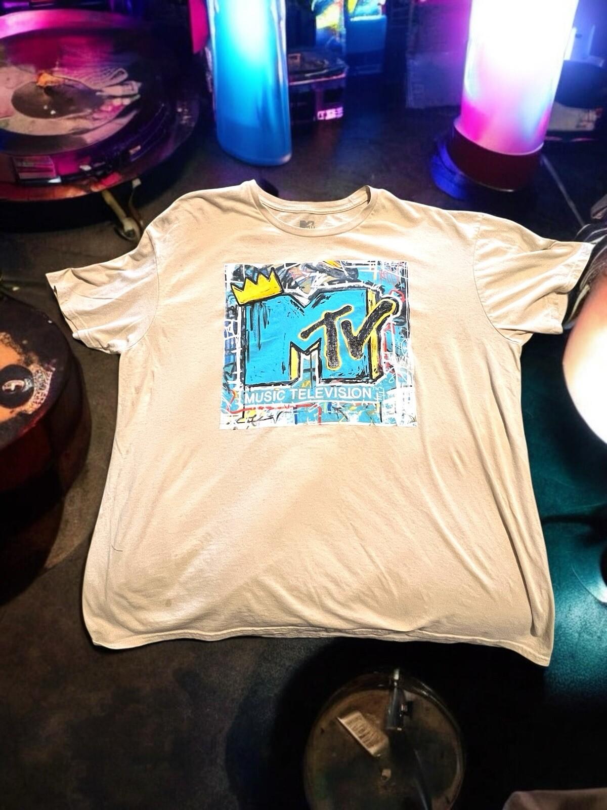MTV Music Television T-Shirt Tan 2XL Retro Vintage 1980s Vibes Throwback Logo 2XL