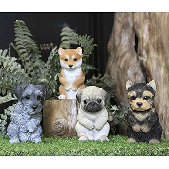 Atât de realist încât șocant de real, ornament de grădină pentru câini, fundă Yorkshire, cadou pentru iubitorii de câini, obiect figurină, voal de îmbrăcăminte.