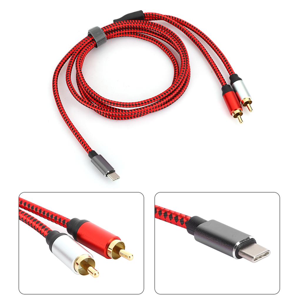 1.5m Gold Plating TypeC Male to 2RCA Male Audio Cable for Moible Phone Tablet Laptop(1.5 m 4.9 ft )