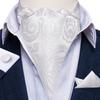 Mens Ascot Silk Cravat Blue Paisley Tie Handkerchief Cufflinks Set Formal Party