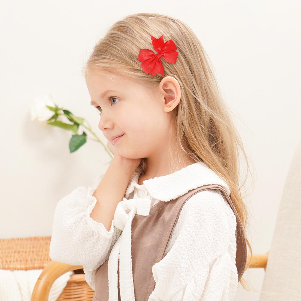 10Pcs Solid Color Grosgrain Ribbon Bow Hair Clip for Girls Lovely Cheer Bowknot Hairpin Barrettes Headwear Baby Hair Accessories